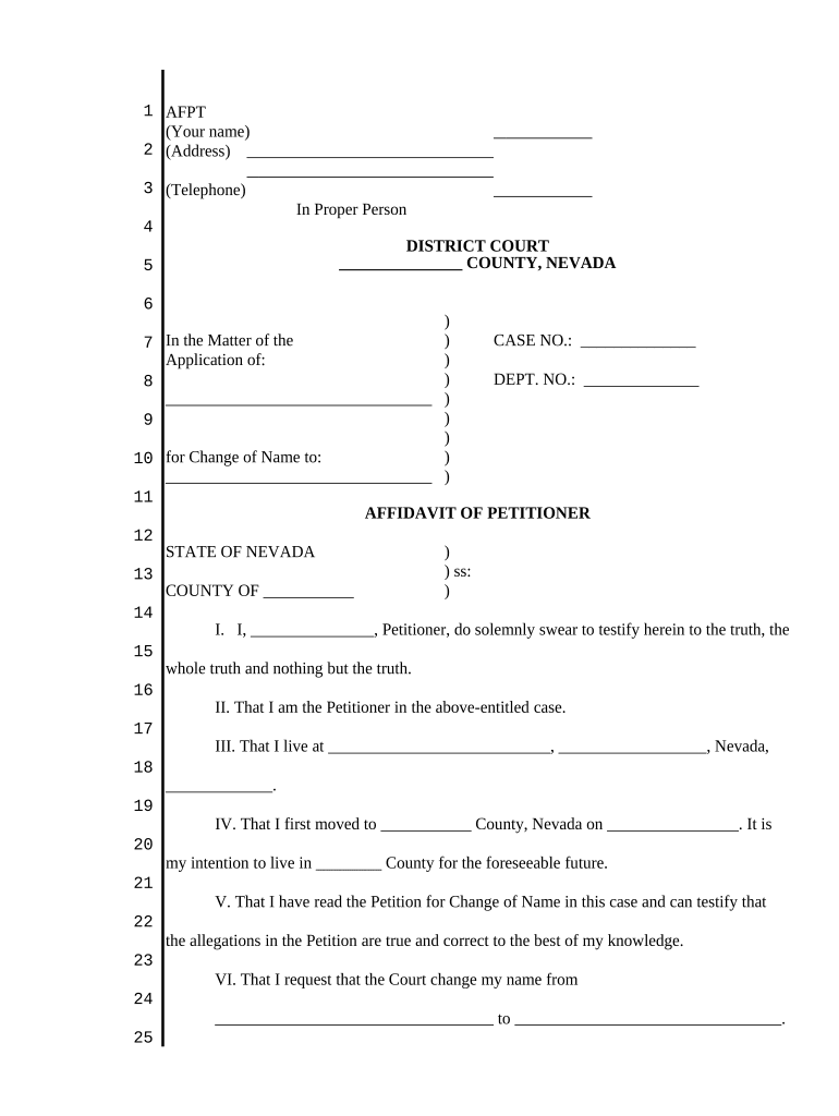 Nevada Name Change  Form