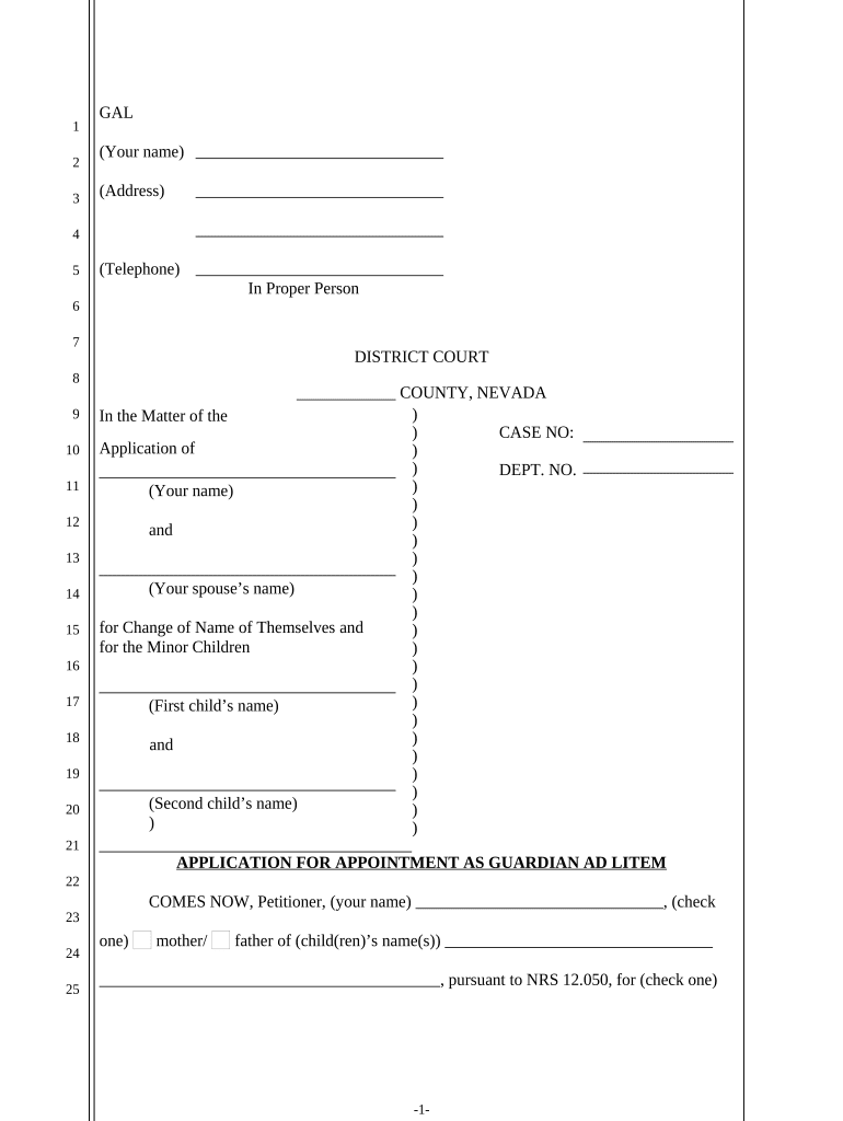 Nevada Ad Litem  Form