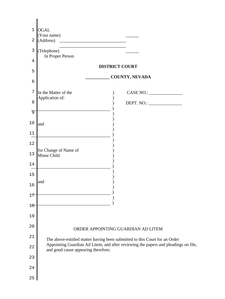 Nevada Guardian Form