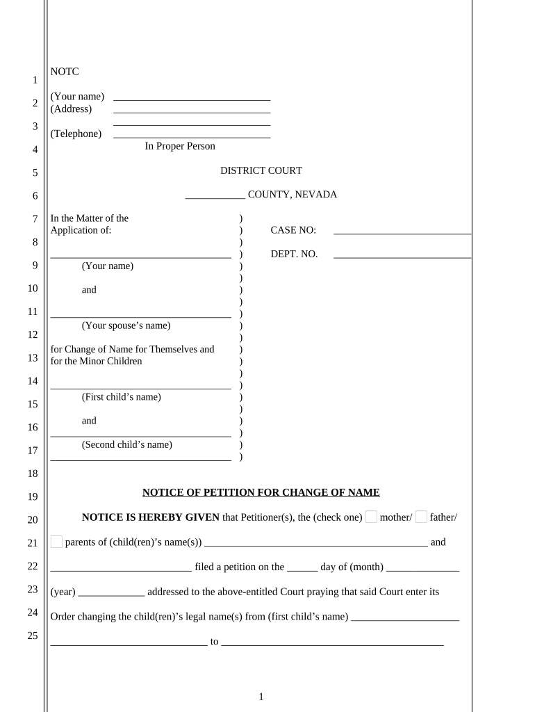 Nevada Change Name  Form