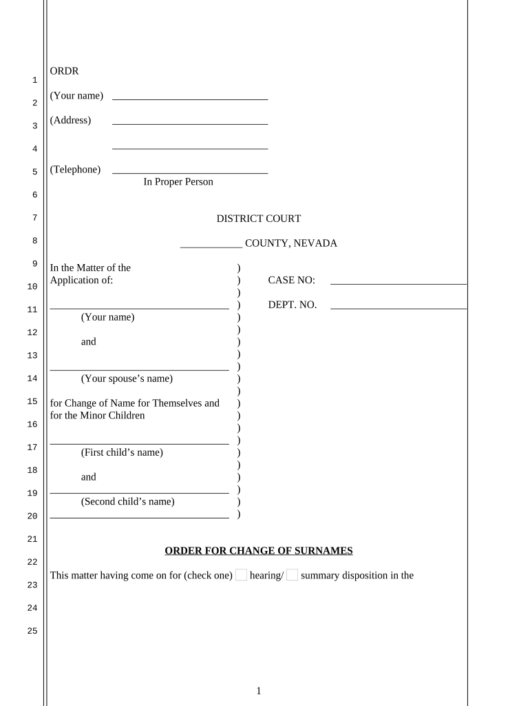 Nevada Change Name  Form