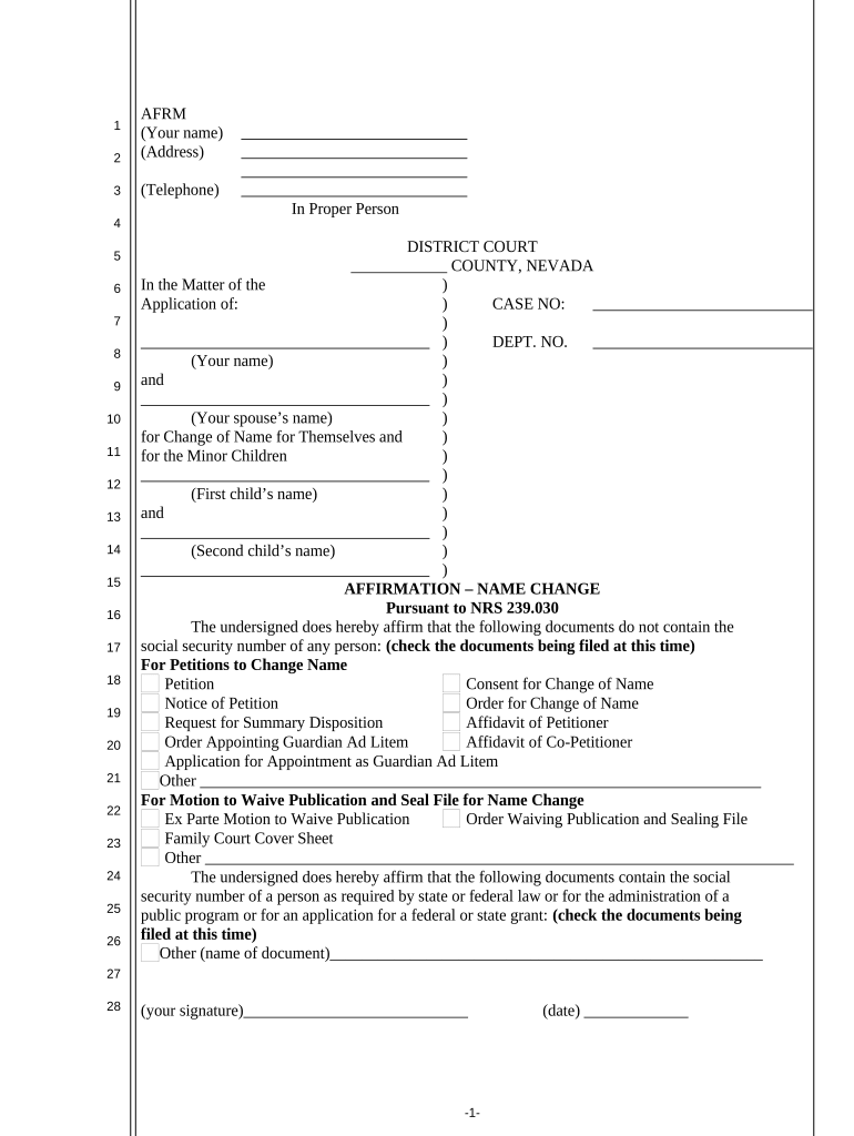 Nevada Name Change  Form