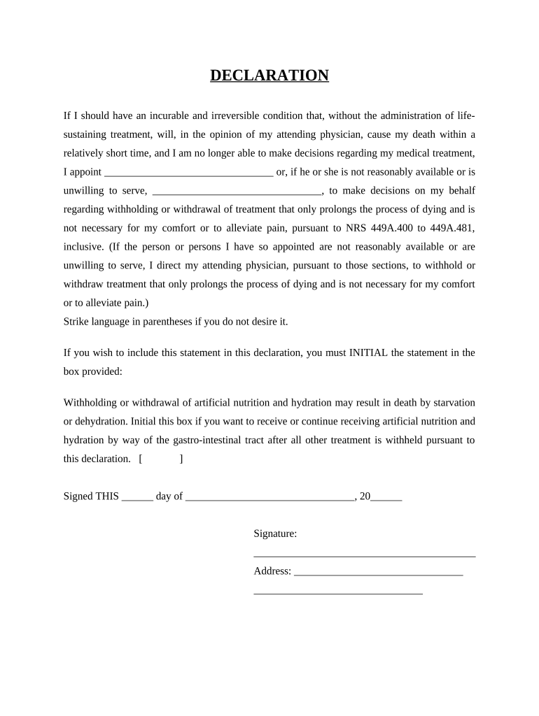 Healthcare Declaration  Form