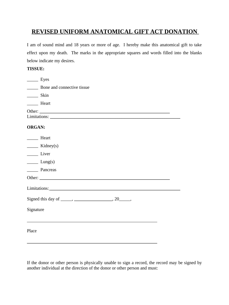 Revised Uniform Anatomical Gift Act Donation Nevada