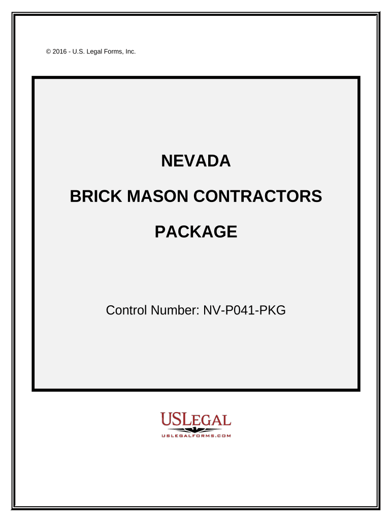 Brick Mason Contractor Package Nevada  Form