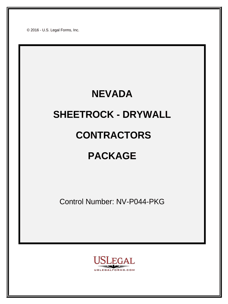 Sheetrock Drywall Contractor Package Nevada  Form