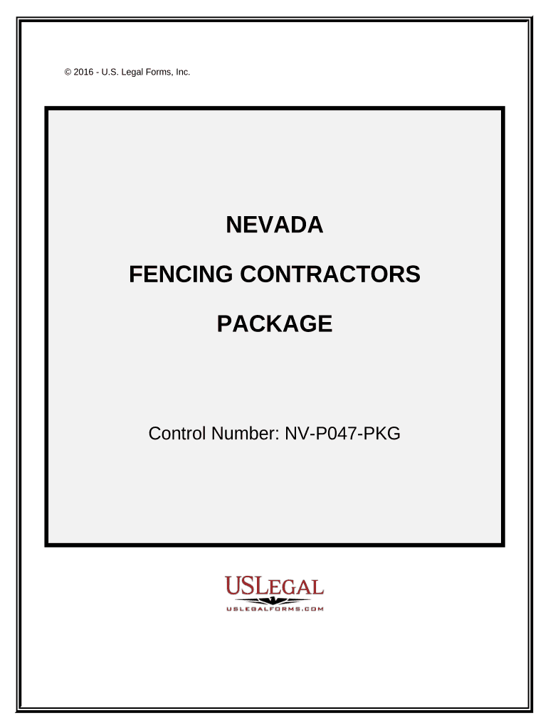 Fencing Contractor Package Nevada  Form