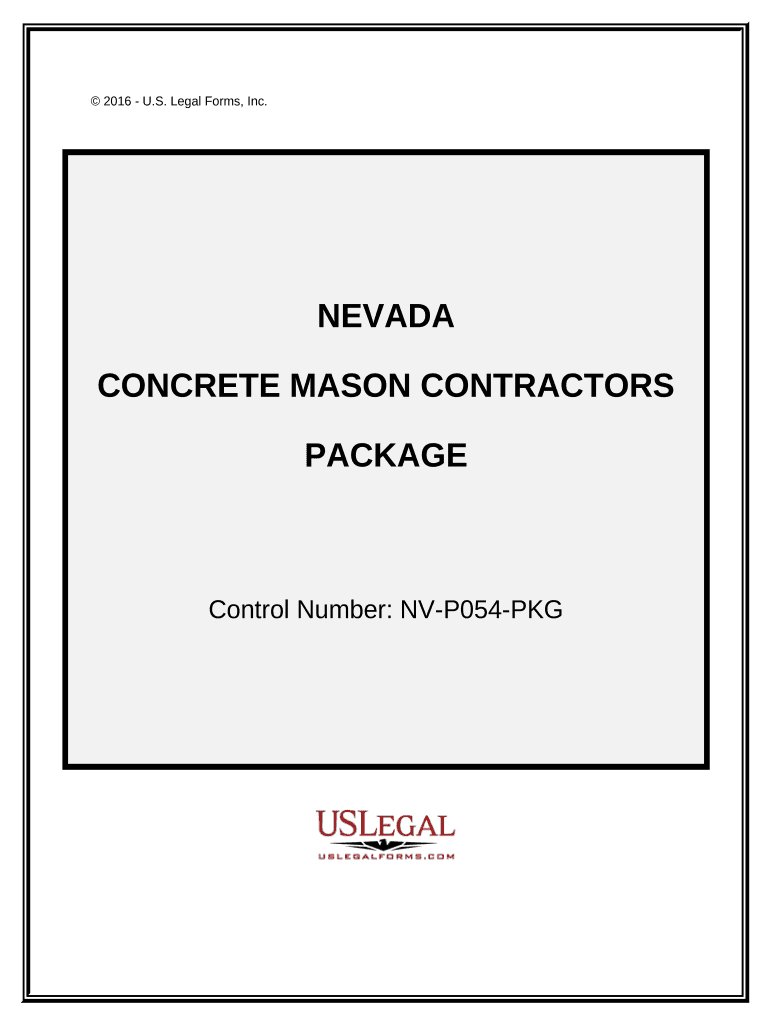 Concrete Mason Contractor Package Nevada  Form
