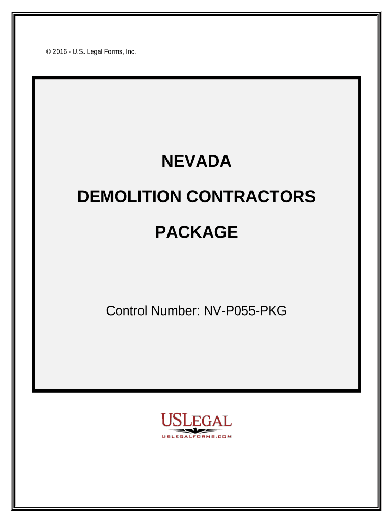 Demolition Contractor Package Nevada  Form