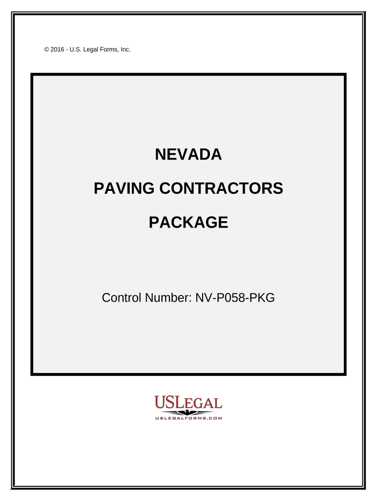Paving Contractor Package Nevada  Form