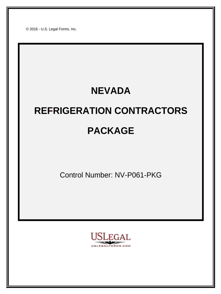 Refrigeration Contractor Package Nevada  Form