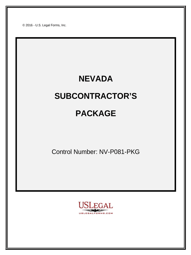 Subcontractors Package Nevada  Form