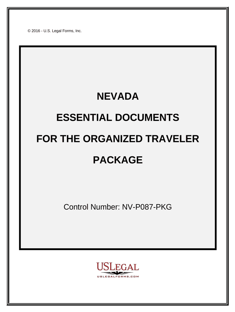 Essential Documents for the Organized Traveler Package Nevada  Form