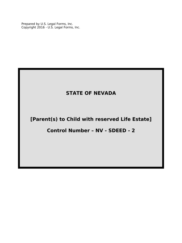 Warranty Deed for Parents to Child with Reservation of Life Estate Nevada  Form