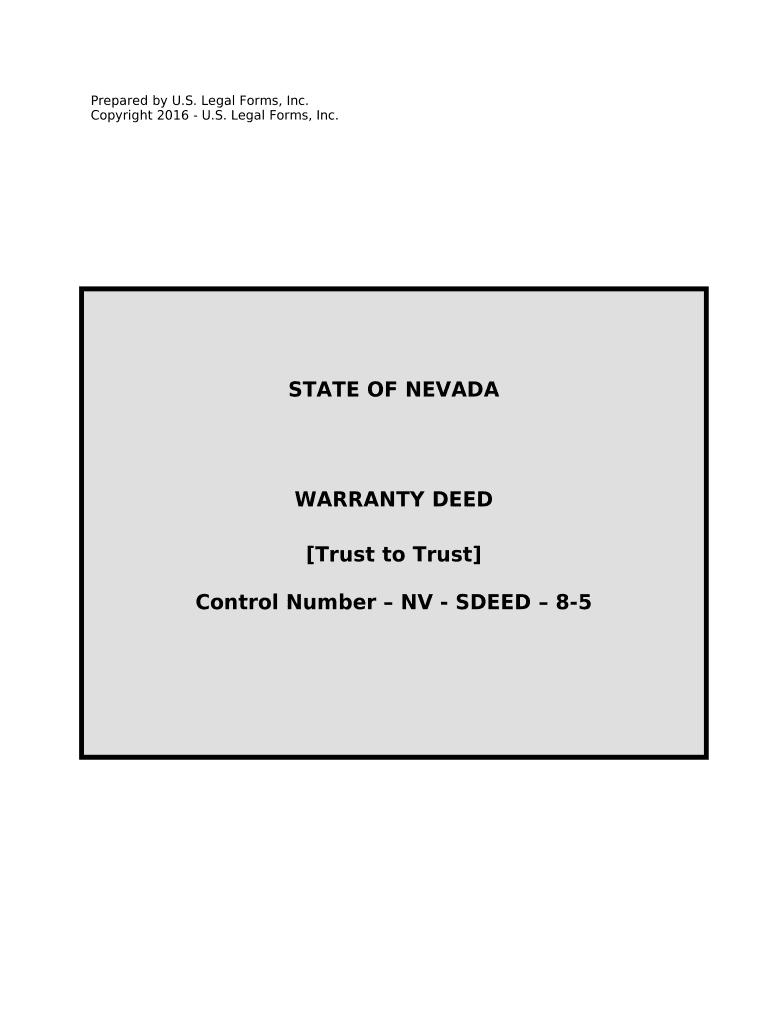 Warranty Deed from Trust to Trust Nevada  Form