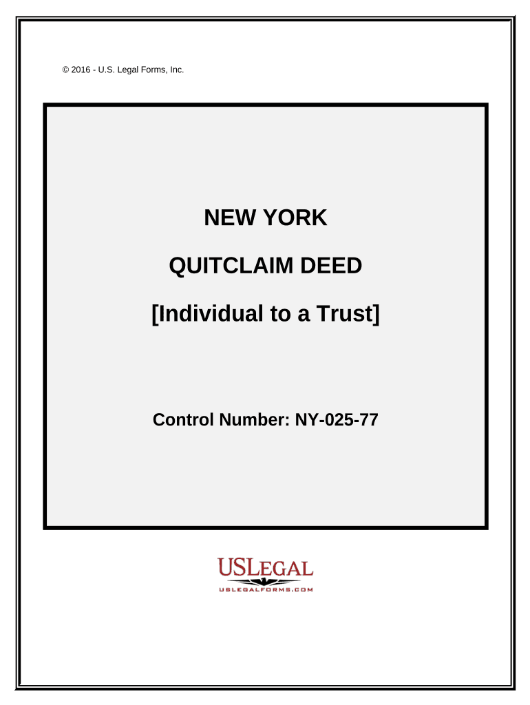 Quitclaim Deed Individual to an Trust New York  Form