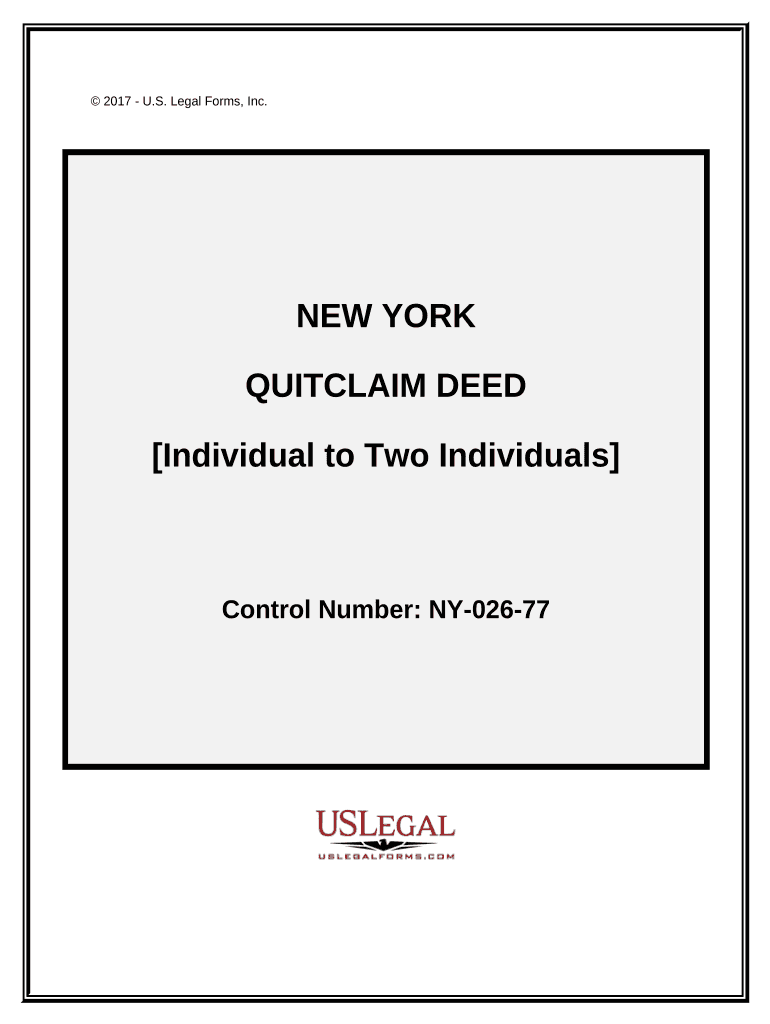 Quitclaim Deed Individual to Two Individuals New York  Form