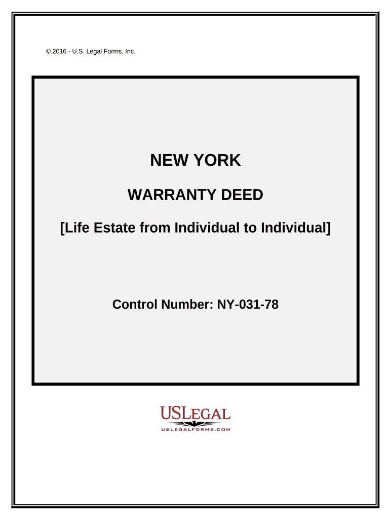 New York Deed Life Estate Form Fill Out and Sign Printable PDF