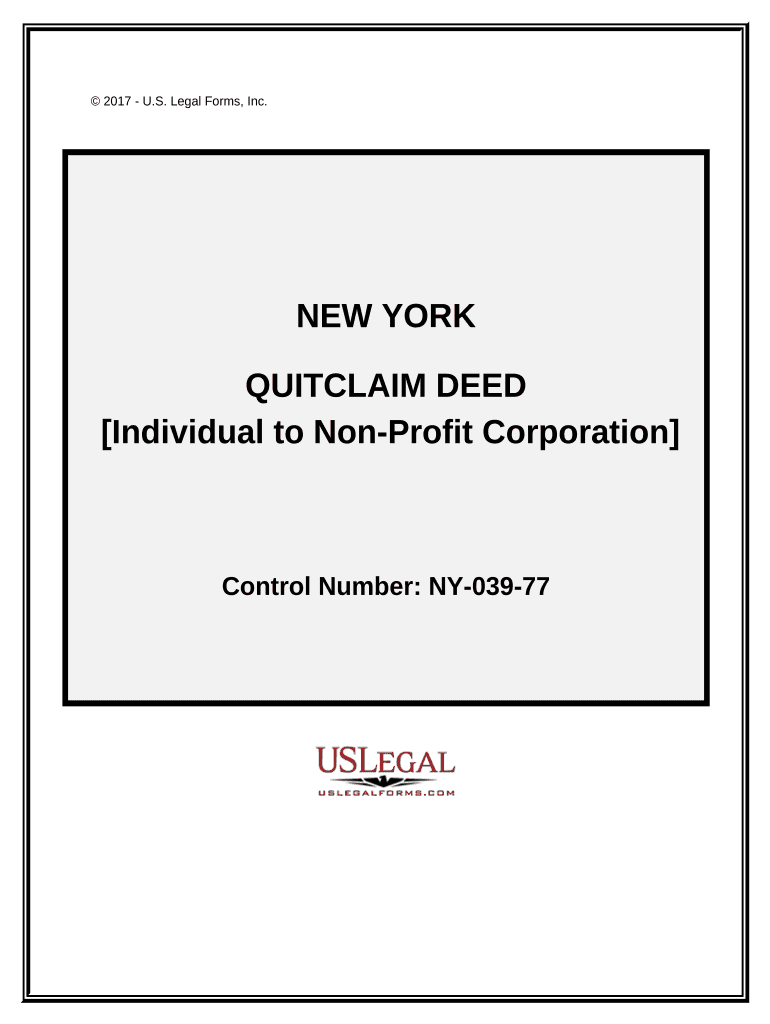 Quitclaim Deed from an Individual to a Non Profit Corporation New York  Form