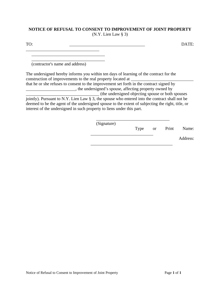 New York Improvement Ny  Form