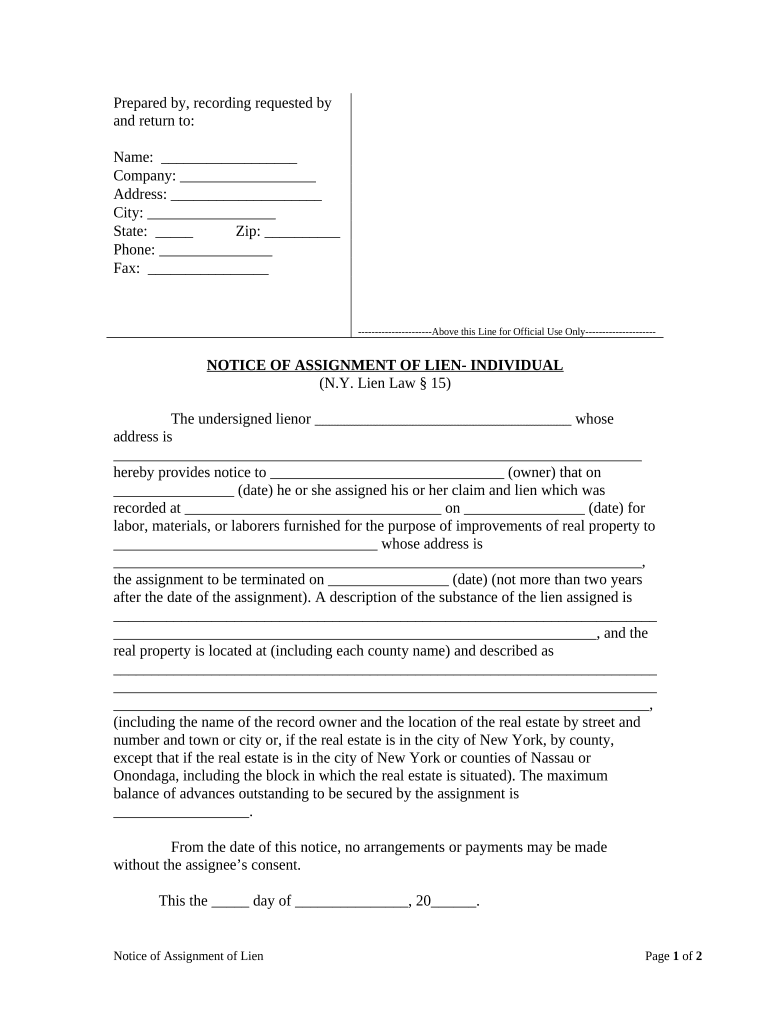 New York Assignment  Form