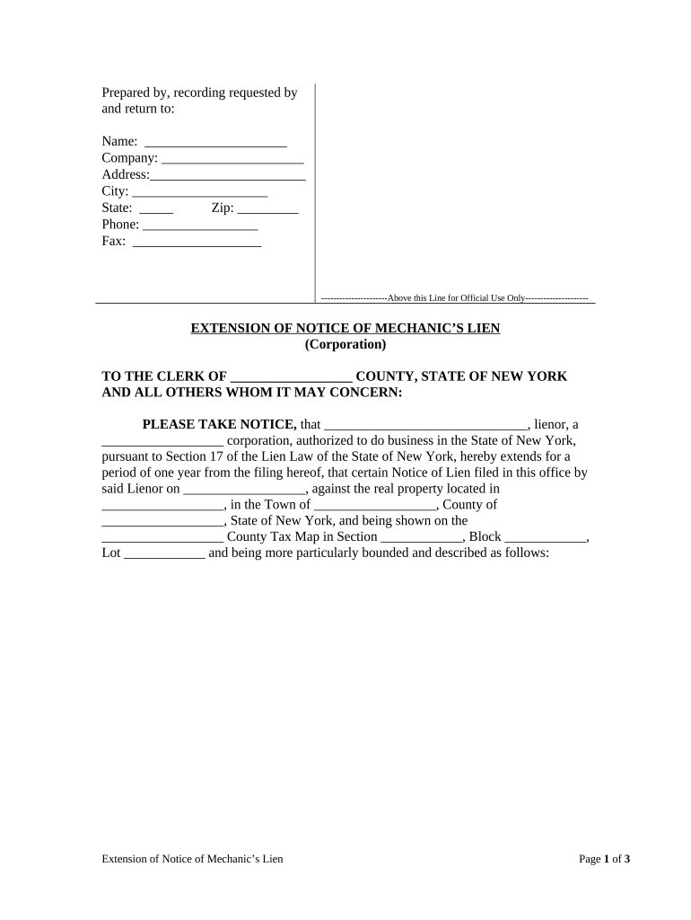 New York Extension  Form