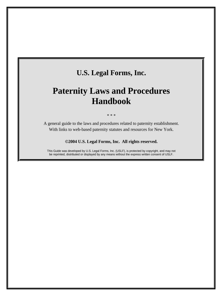 Paternity Law and Procedure Handbook New York  Form