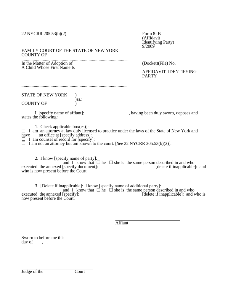 Affidavit Party  Form