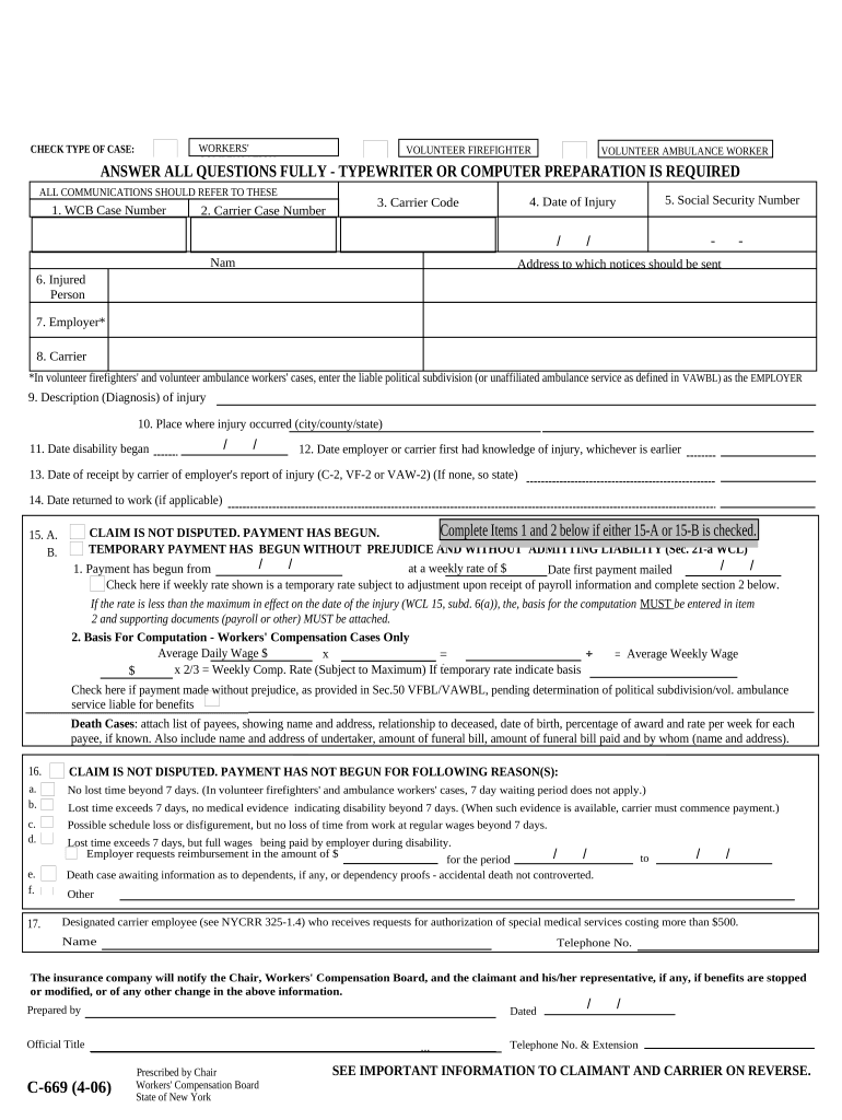 New York Claim Benefits  Form