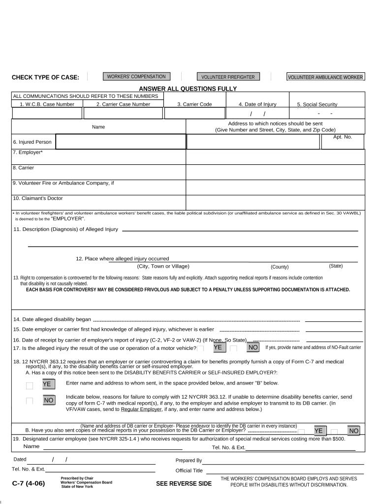 New York Compensation  Form