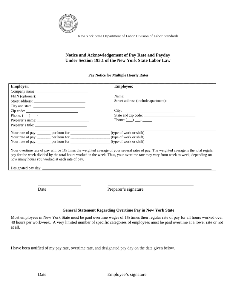 New York Acknowledgement  Form