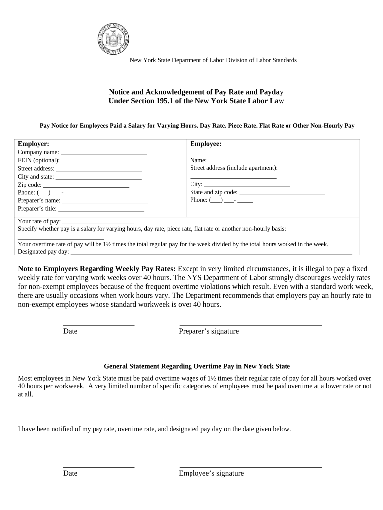 Pay Rate Form