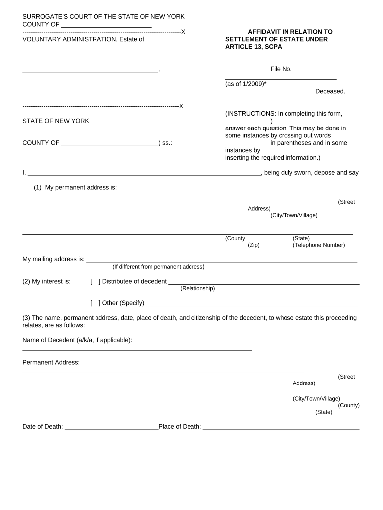 New York Estate  Form