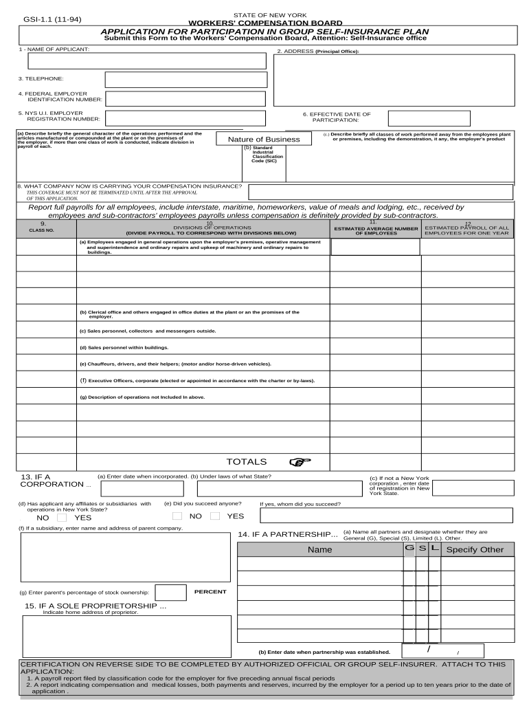 New York Compensation  Form