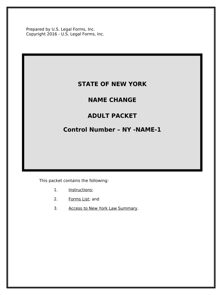Name Change Instructions and Forms Package for an Adult New York
