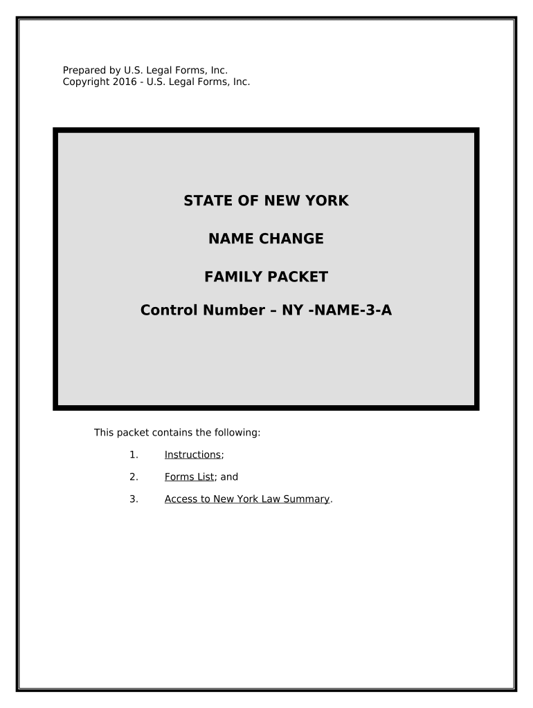 New York Name Change Instructions and Forms Package for a Family with Minor Children New York City Only New York