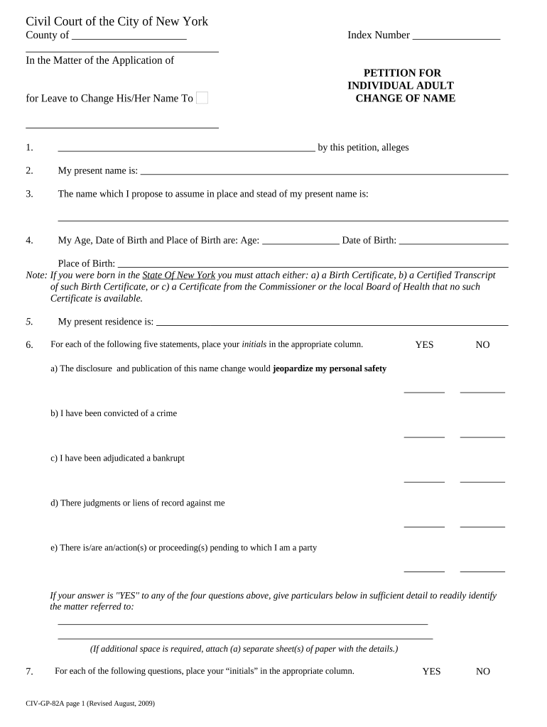 Change Individual Name  Form