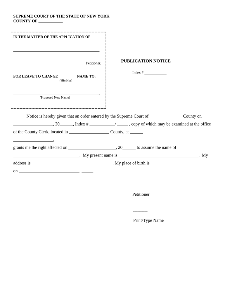 New York Notice Change  Form