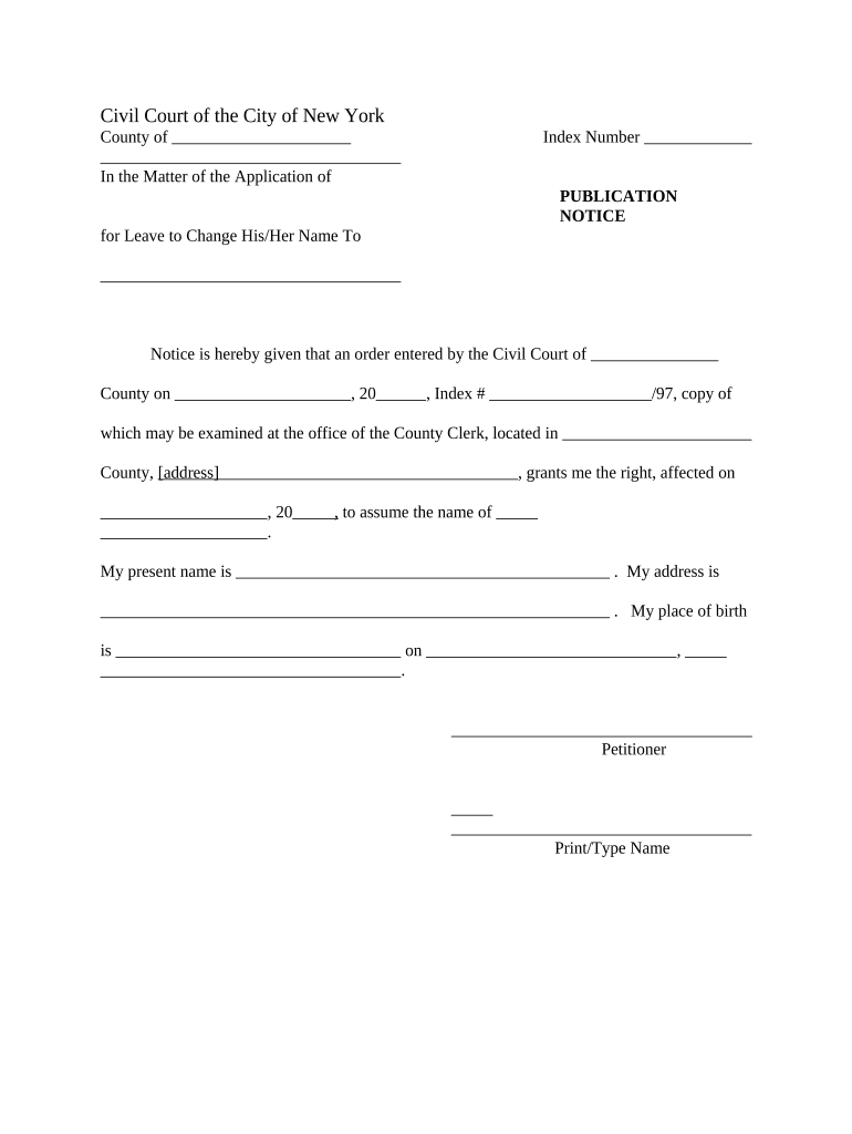 Notice Name Change  Form