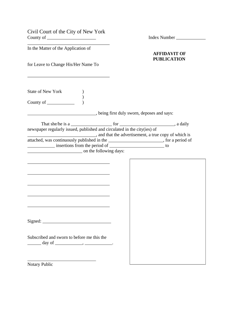 Affidavit Name Change  Form