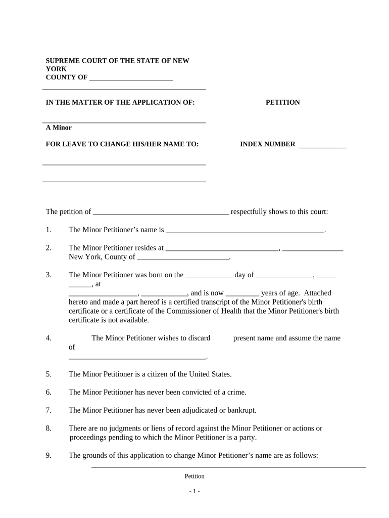 New York Name Change  Form