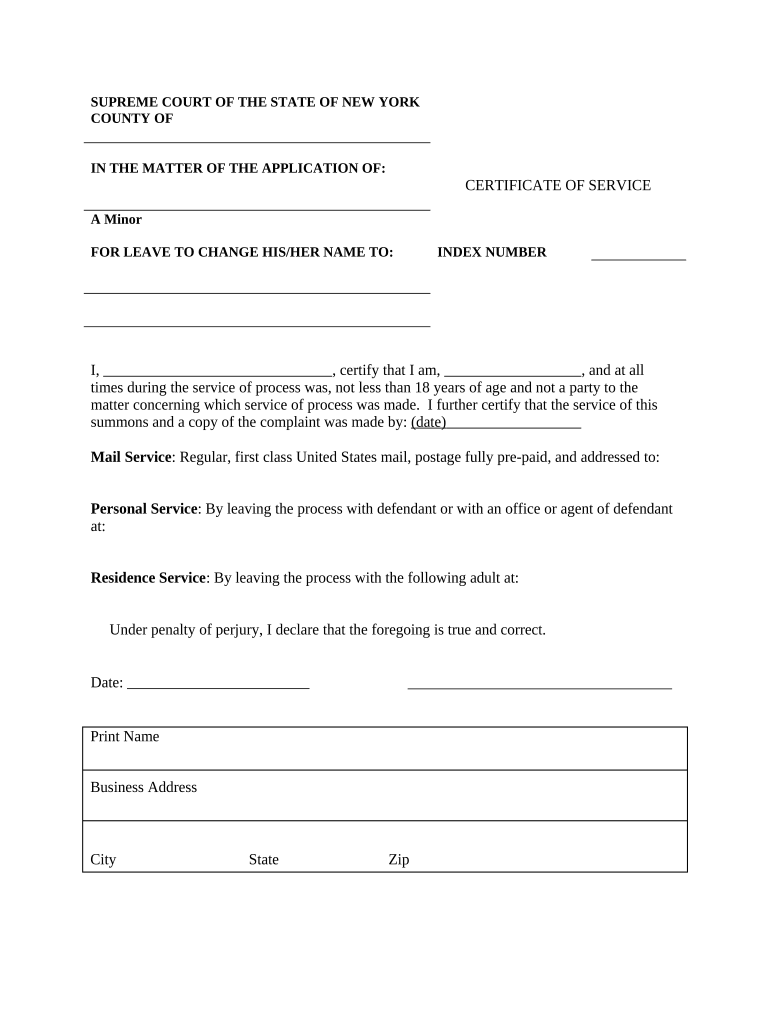 New York Name Change  Form