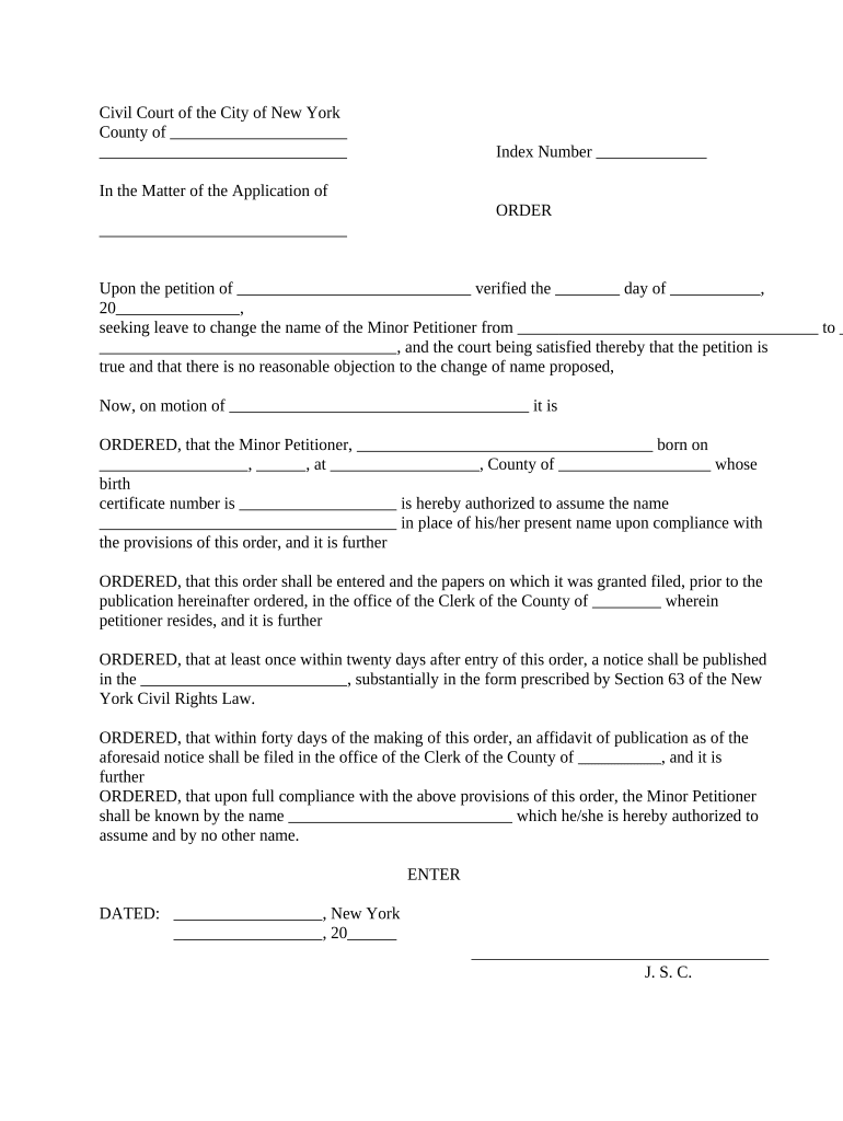 New York Name Change Form