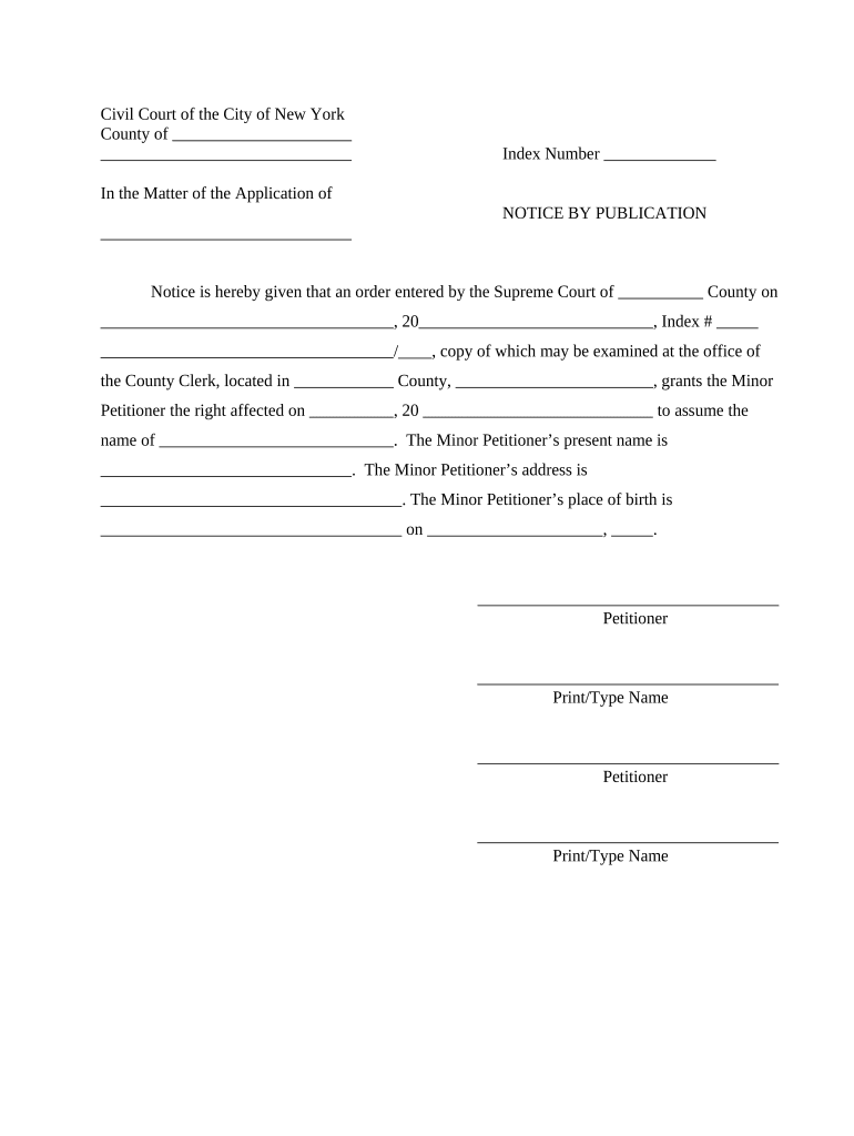 New York Affidavit Publication  Form