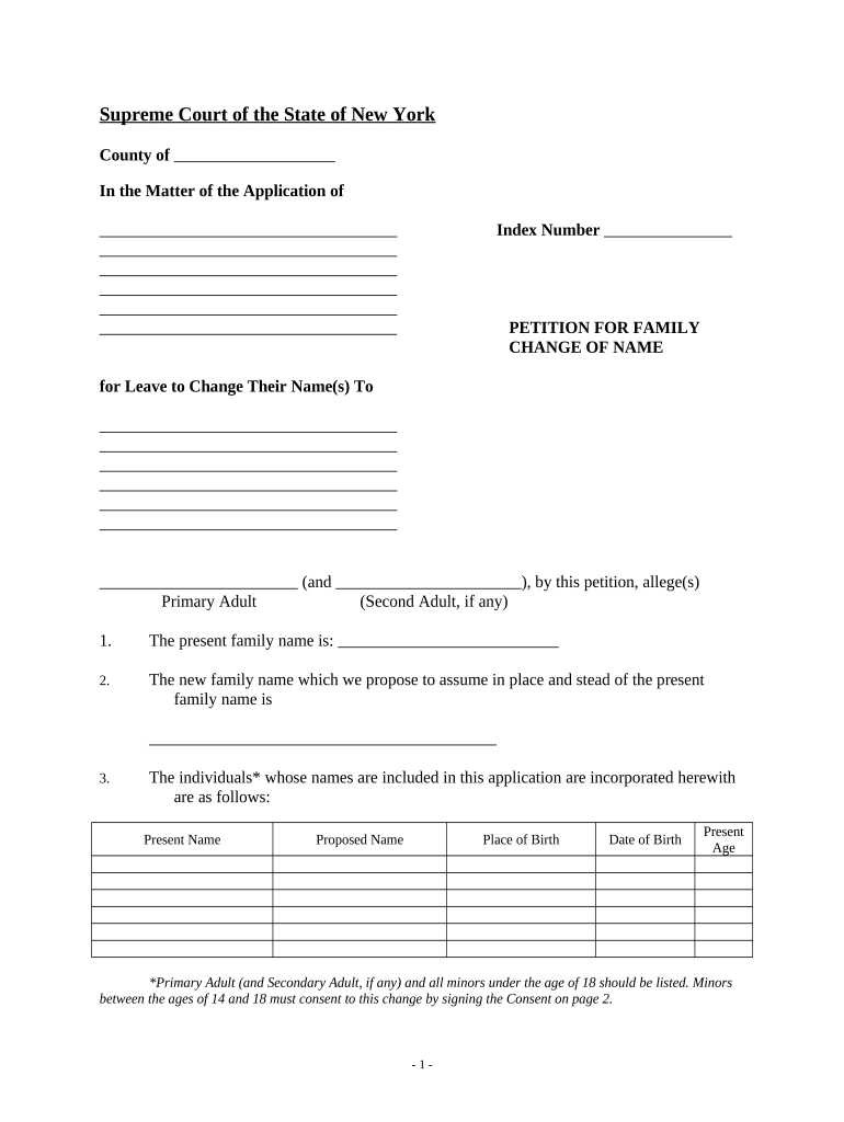 Petition Change Name  Form