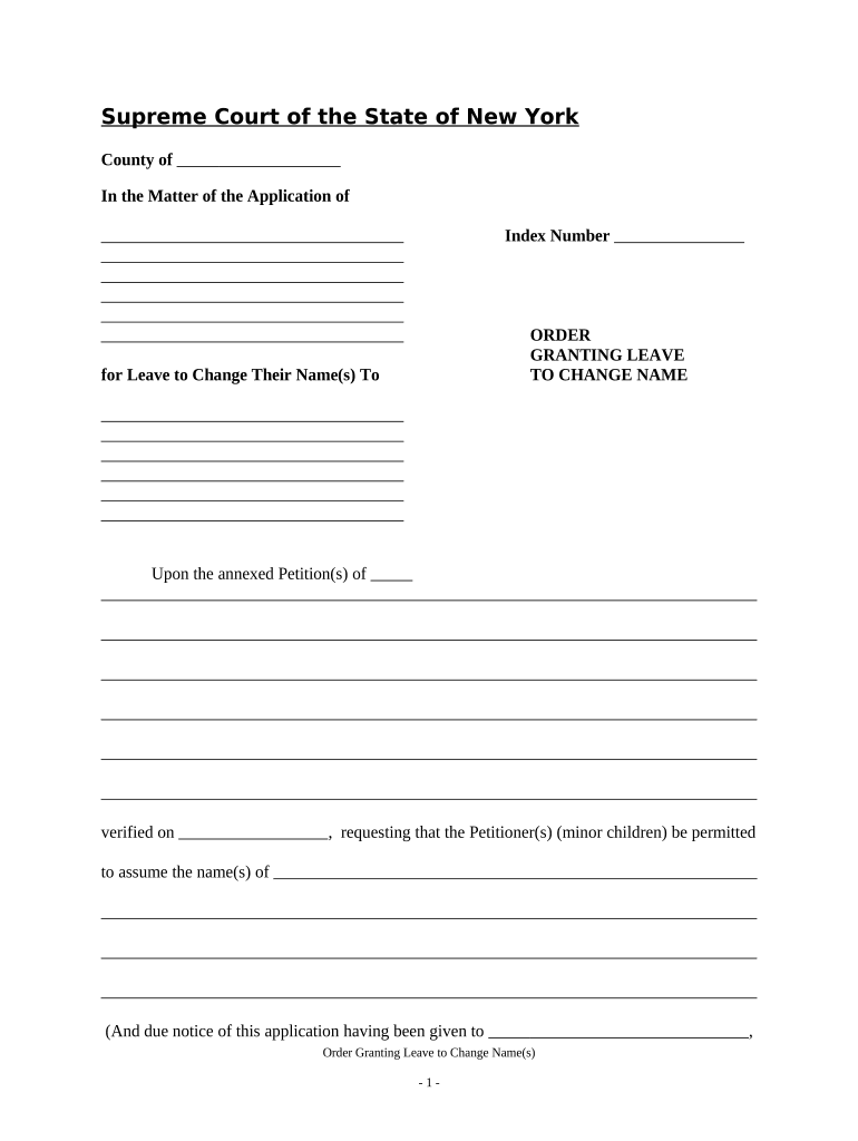 New York Change Name  Form