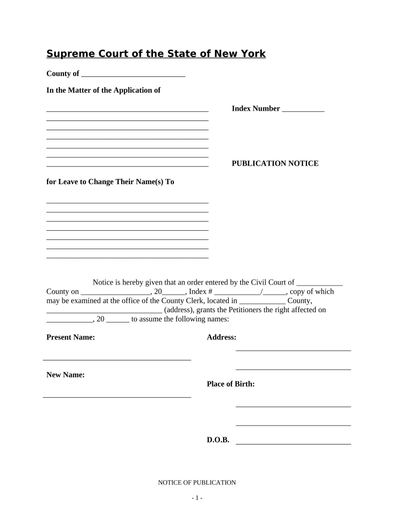 New York Publication  Form