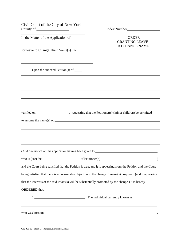 Order Name Change  Form