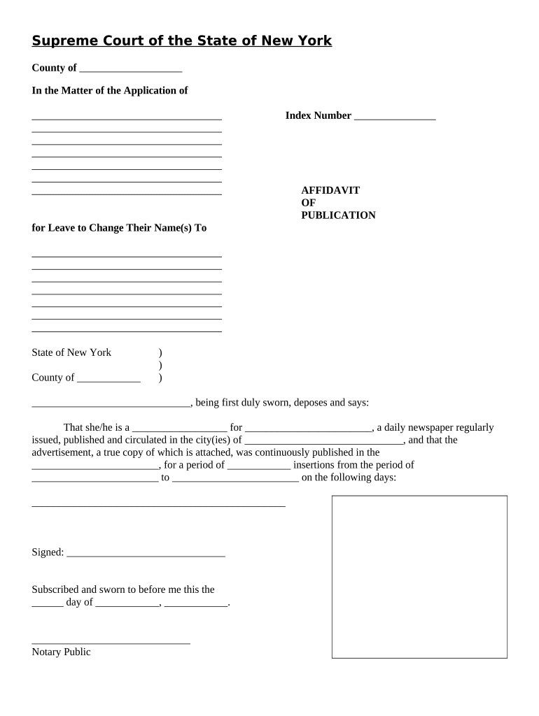 Affidavit Name Change Document  Form