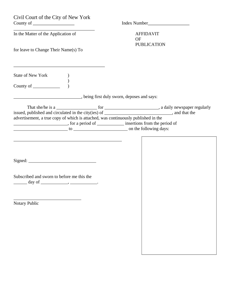 Affidavit Name Change  Form